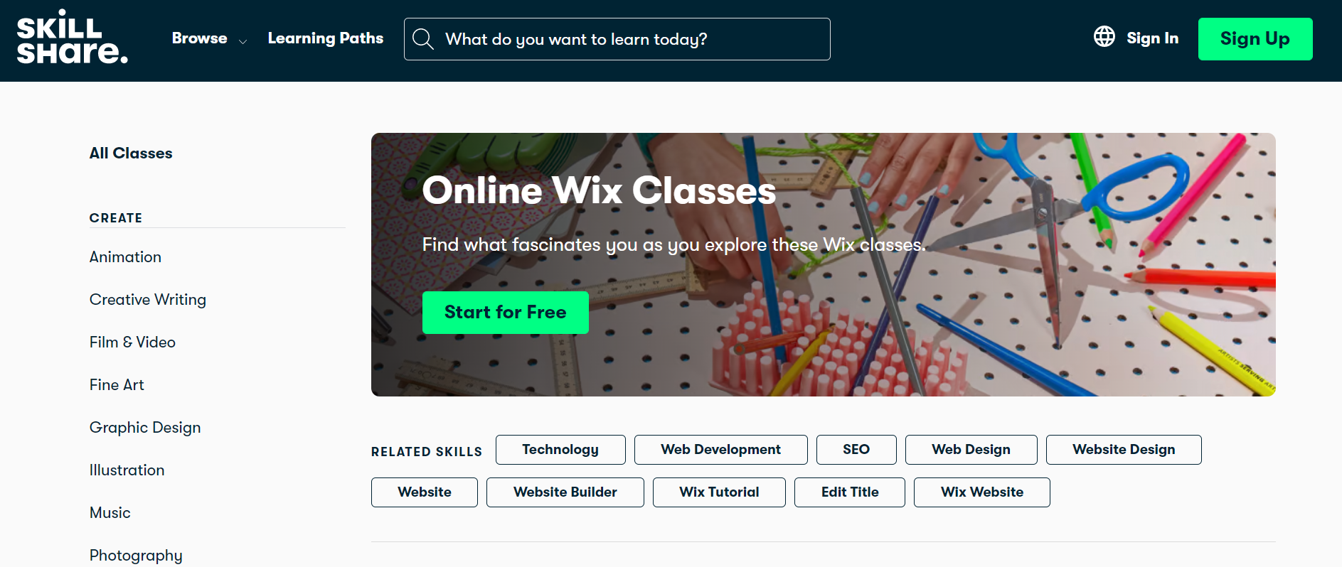 Skillshare online wix courses web design learning resources