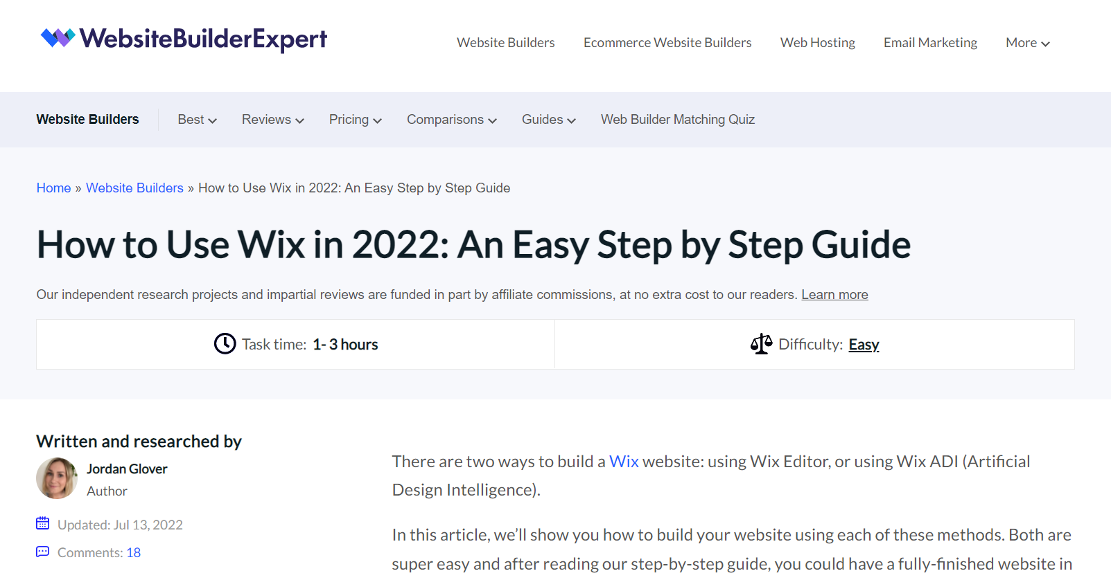 Website builder expert guide on wix web design learning resources