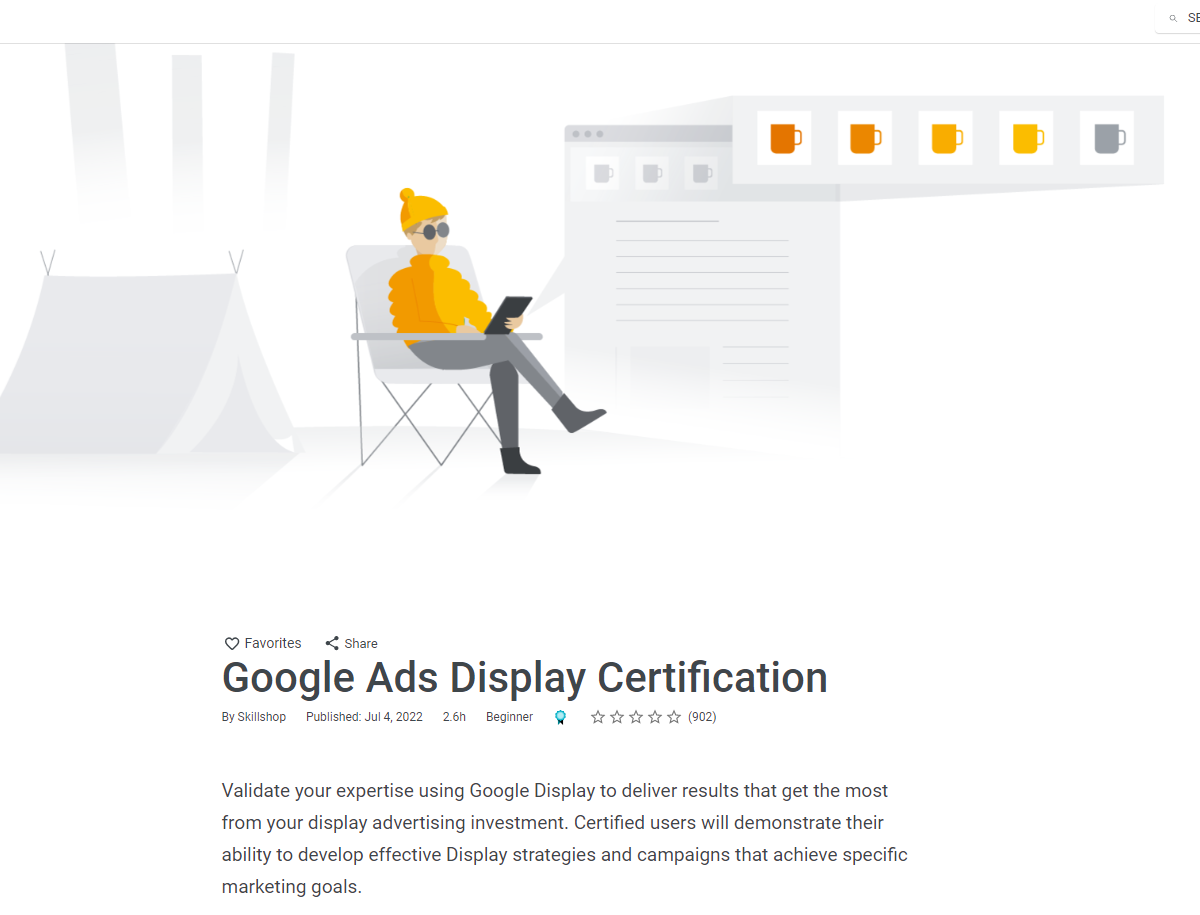 screenshot of Google Ads Display Certification course
