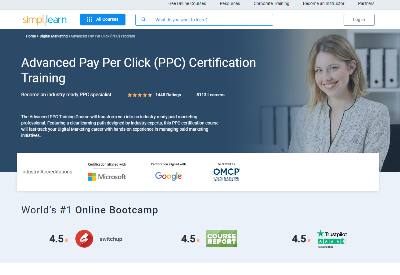 screenshot of Simplilearn PPC certification course