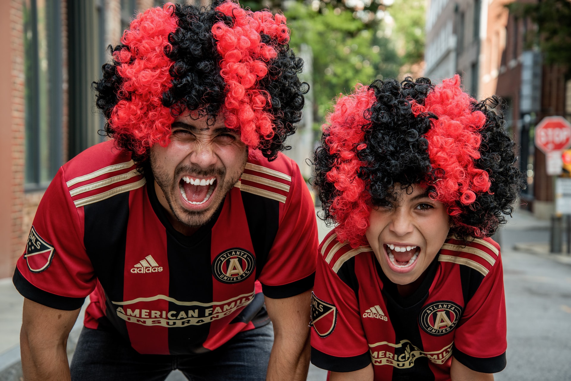 happy soccer fans yelling