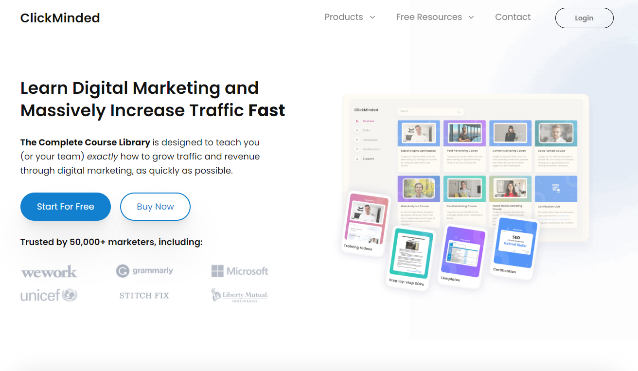 screenshot of Clickminded digital marketing course