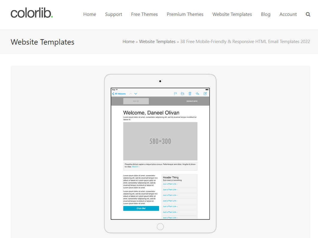 screenshot of the Colorlib email marketing tool homepage