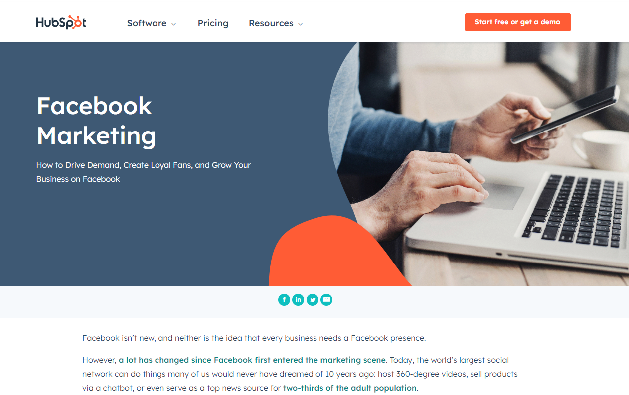 screenshot of HubSpot Facebook Marketing blog post