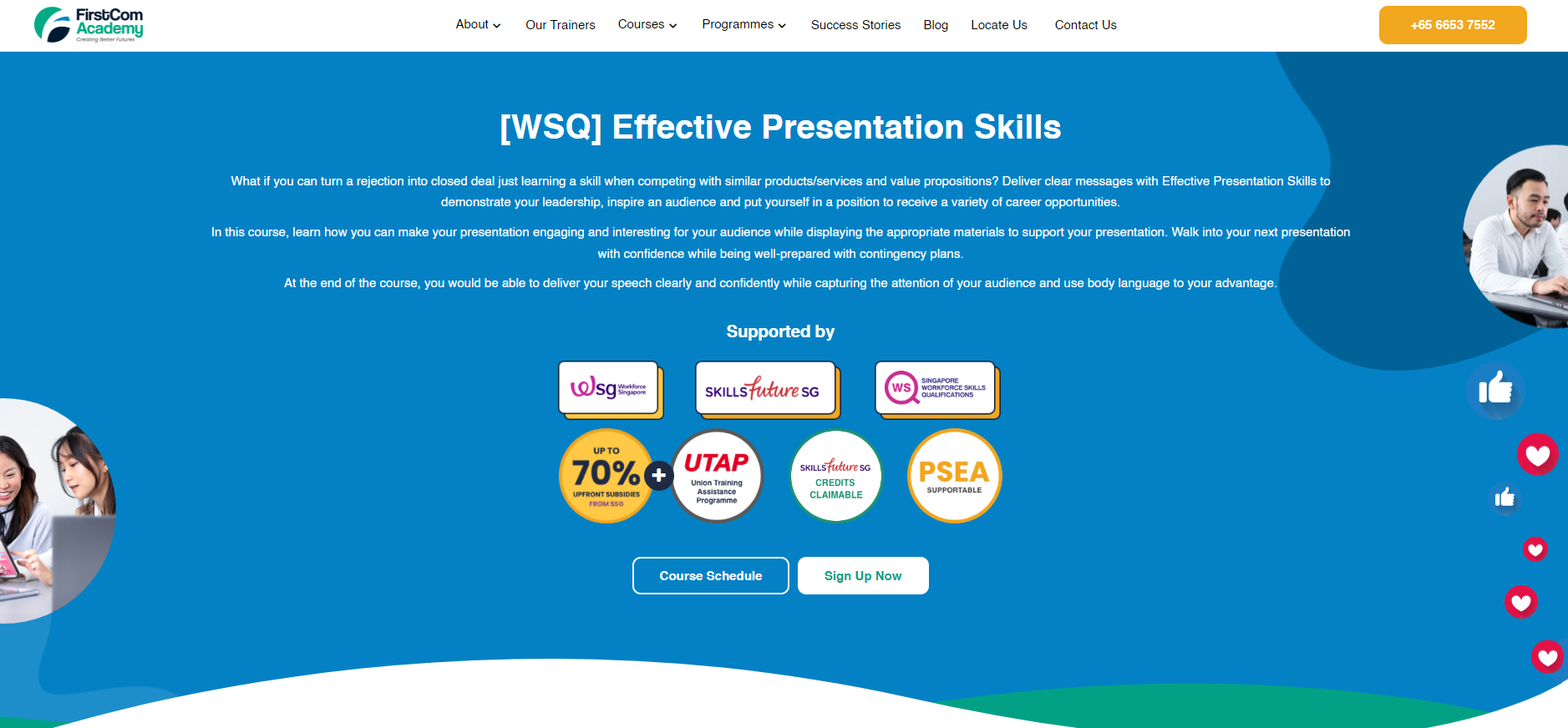 Screenshot of Firstcom Academy presentation training course
