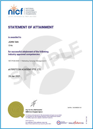 Marketing Campaign Management course certificate, WSQ course, SkillsFuture course