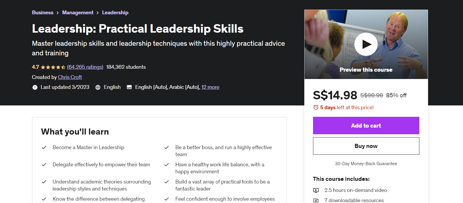 Udemy: Practical Leadership Skills course