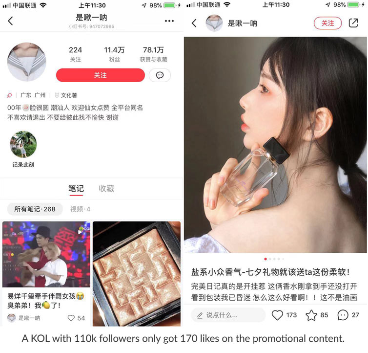 Perfect Diary XiaoHongShu 小红书 campaign engagement comparison