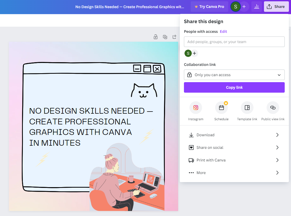 Download your final Canva graphic design or share it on social media